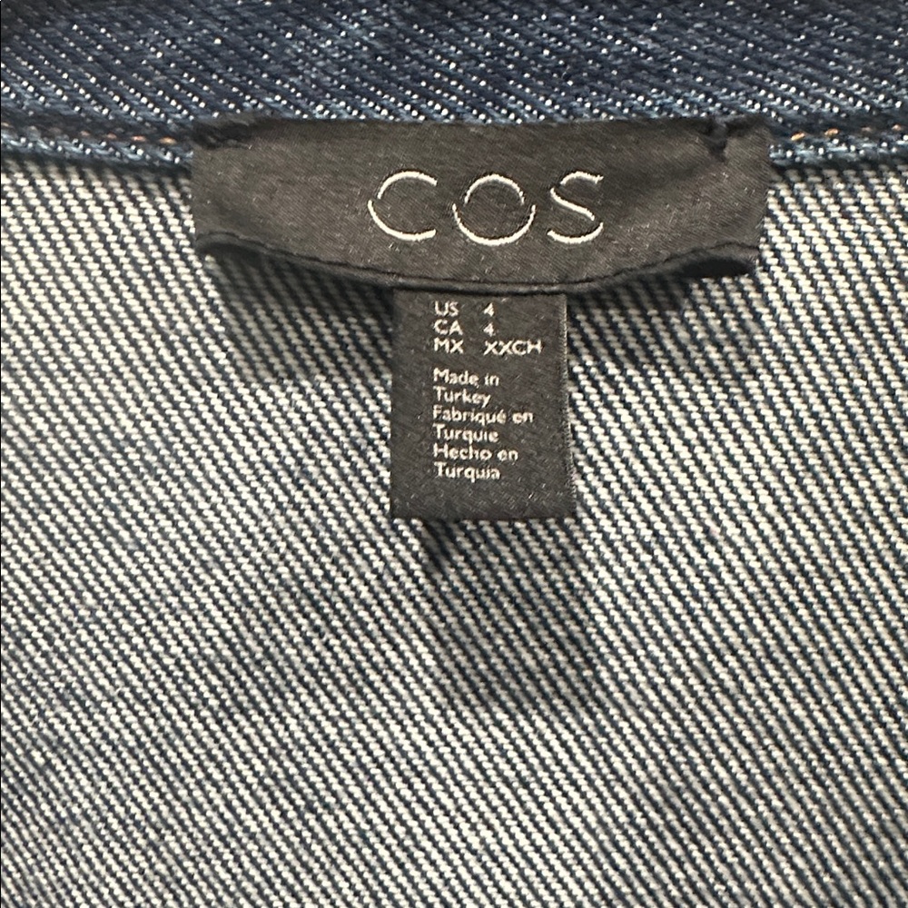 COS dark Denim Jean Shirt jacket Shacket size 4 dark blue minimalist classic - Picture 5 of 9